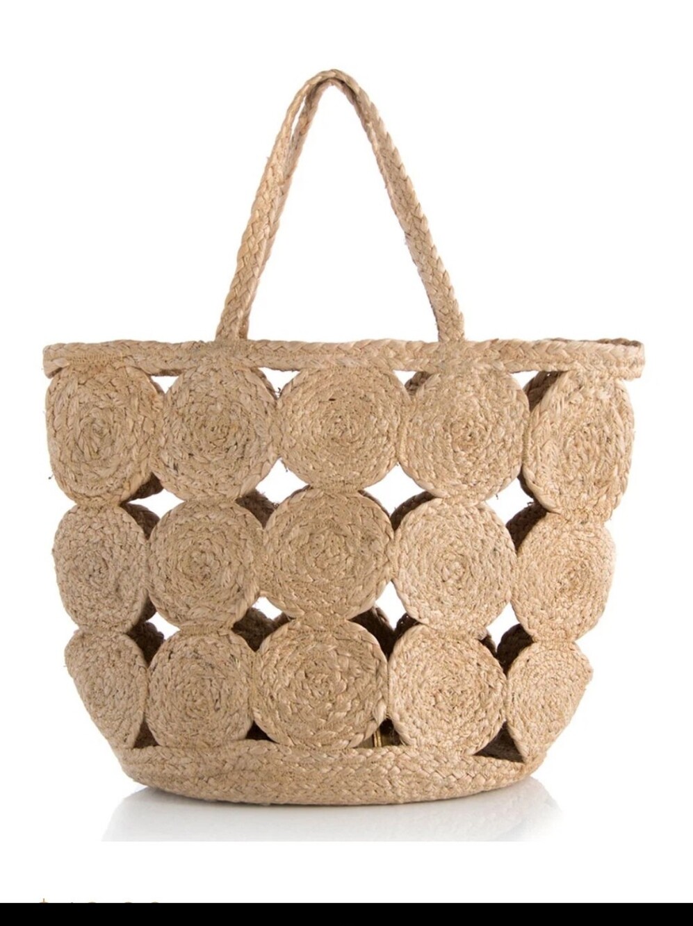 Shiraleah Natural Straw Circle-Weave 100% Jute Tote Bag - Women Bags